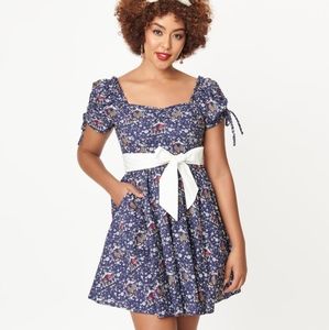 NWT Unique Vintage Blue & Cottagecore Dakota Flare Dress